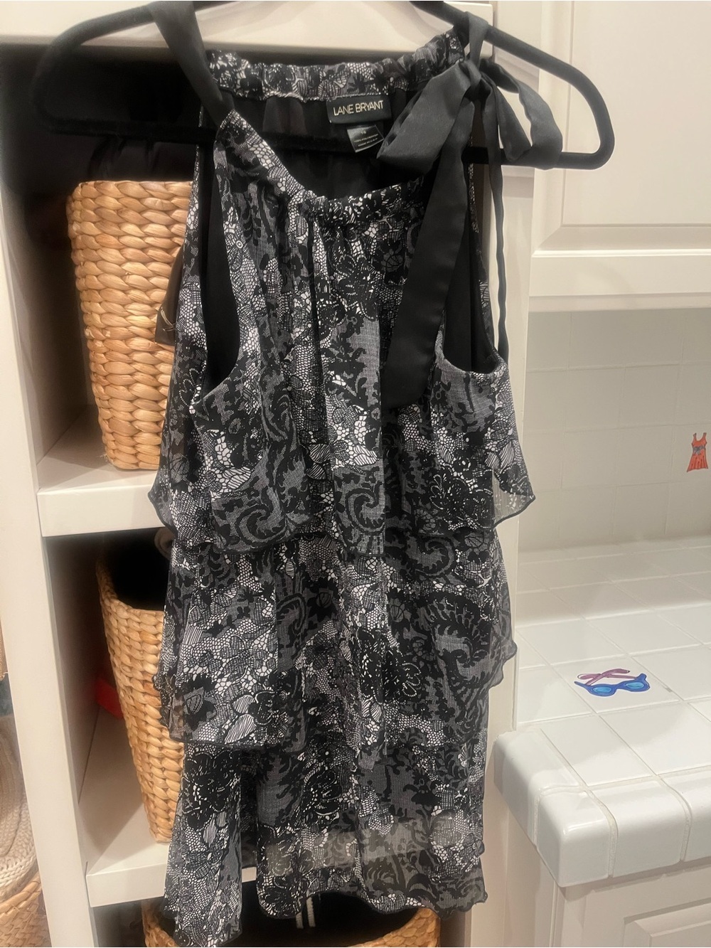 Lane Bryant Black and White Printed Top